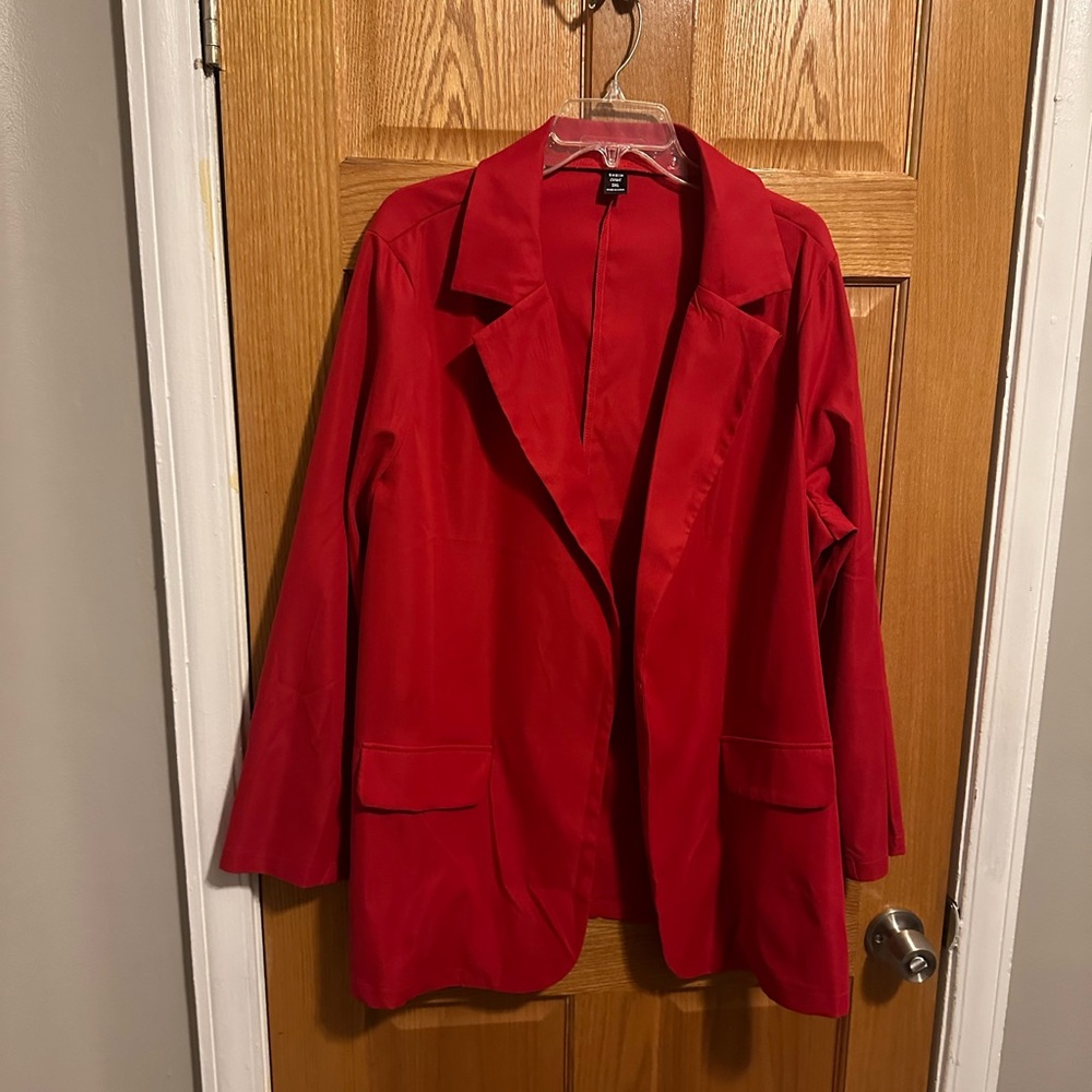 SHEIN curve red blazer nwot